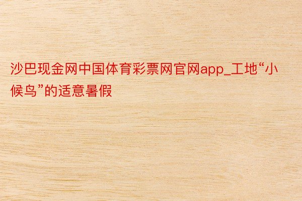 沙巴现金网中国体育彩票网官网app_工地“小候鸟”的适意暑假