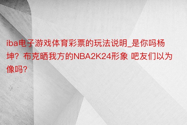 iba电子游戏体育彩票的玩法说明_是你吗杨坤?布克晒我方的NBA2K24形象 吧友们以为像吗?