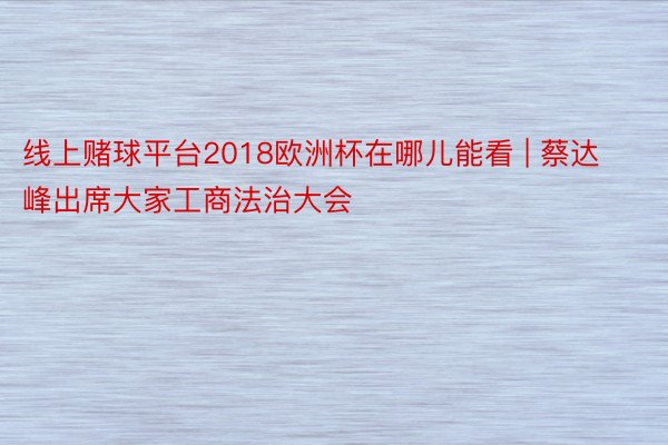 线上赌球平台2018欧洲杯在哪儿能看 | 蔡达峰出席大家工商法治大会